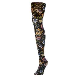 Celeste Stein Womens Tights-Prairie Flowers Black
