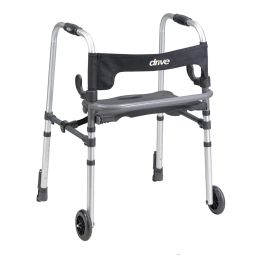 Drive 10233 Clever Lite LS Walker Rollator w/ Seat & Push Down Brakes