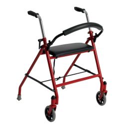 Drive Medical 1239RD Two Wheeled Walker w/ Seat-Red