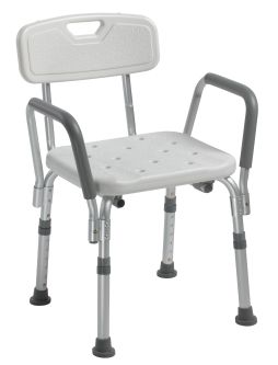 Drive Medical 12445KD-1 Knock Down Bath Bench w/ Back and Padded Arms