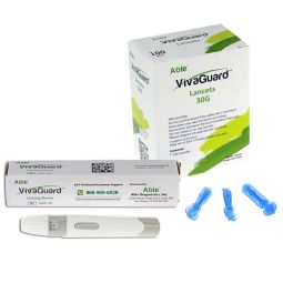 800 (8 Boxes/100) 30G Lancets & Lancing Device w/ 5 Depth Settings by VivaGuard